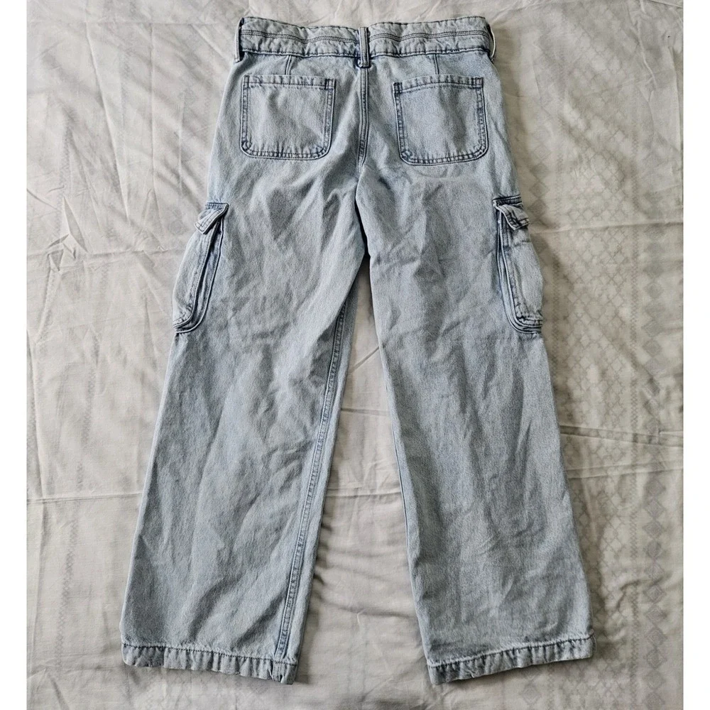 Aeropostale Jeans Womens 2S‎ Baggy Wide Leg Cargo Light Wash